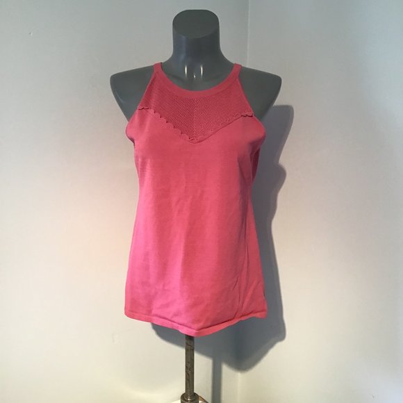 White House Black Market Sleeveless bib sweater in impatiens - Picture 1 of 11
